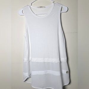Women's Michael Kors White Layered Flowy Tank Top, Size Medium